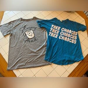 Two short sleeve sleep dress top shirts sleepy head take chances summer pajama